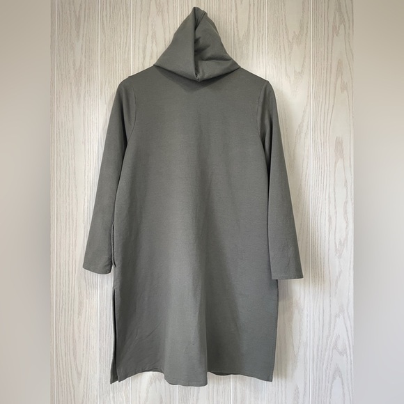 Pure Jill Hooded Jacket Sweater Medium Green Duster Cardigan Button - Picture 5 of 5